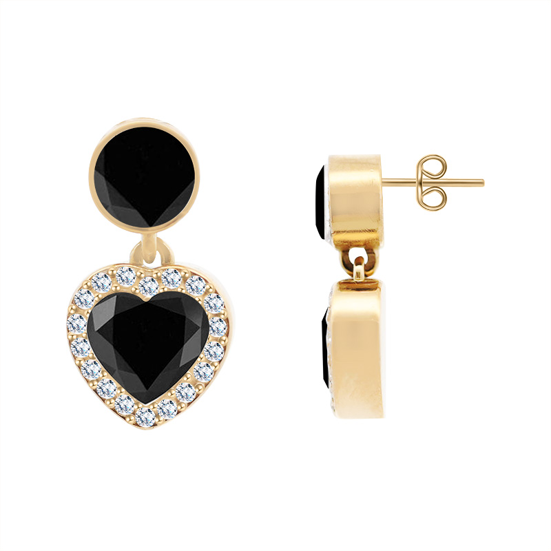 ORECCHINI PENDENTI CON ZIRCONI ROTONDI E CUORI - YC2476B960