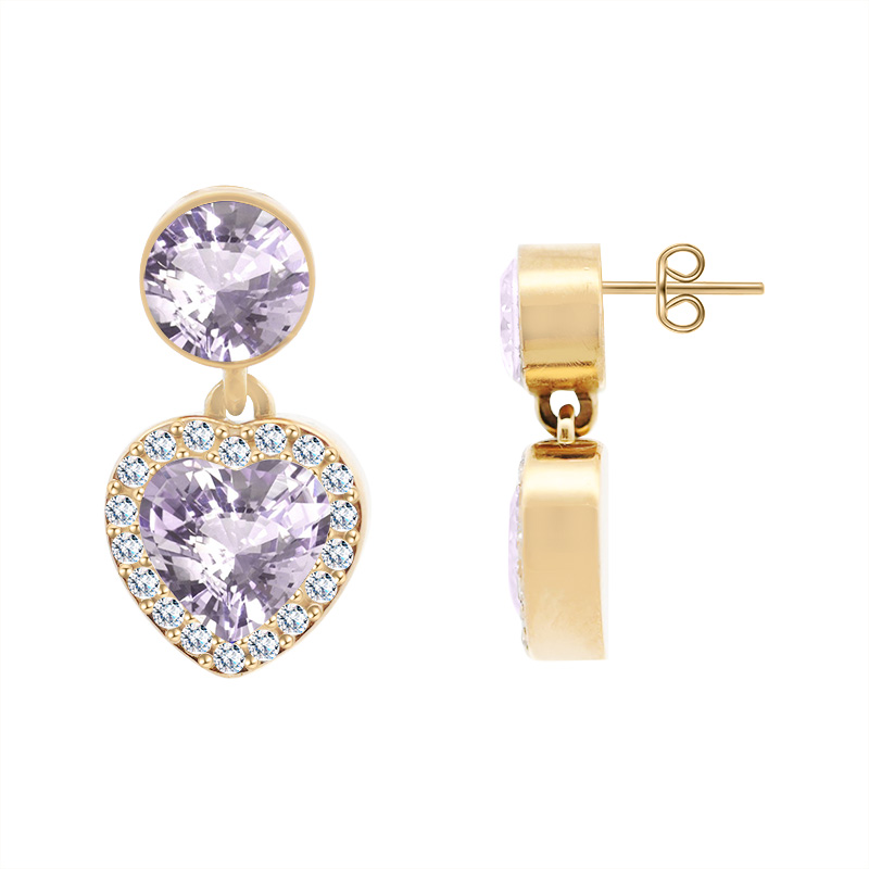 ORECCHINI PENDENTI CON ZIRCONI ROTONDI E CUORI - YC2476B960