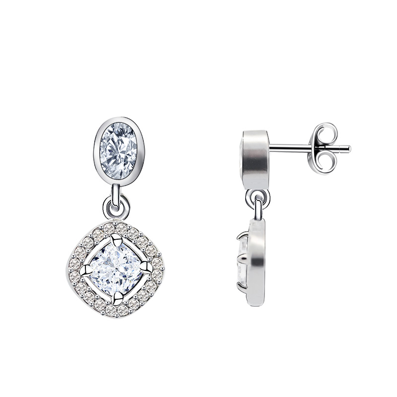 ORECCHINI PENDENTI CON ZIRCONI OVALI E QUADRATI - YC2476B961 ORECCHINI PENDENTI CON ZIRCONI OVALI E QUADRATI - YC2476B961