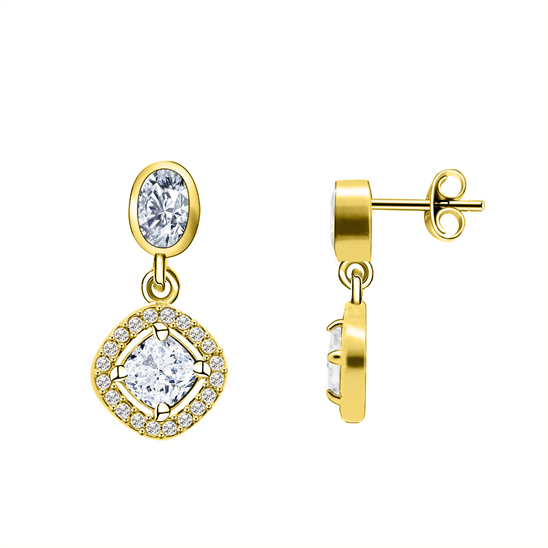 ORECCHINI PENDENTI CON ZIRCONI OVALI E QUADRATI - YC2476B961 ORECCHINI PENDENTI CON ZIRCONI OVALI E QUADRATI - YC2476B961