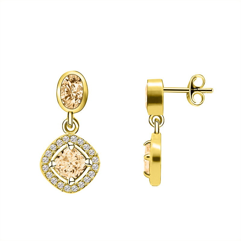 ORECCHINI PENDENTI CON ZIRCONI OVALI E QUADRATI - YC2476B961 ORECCHINI PENDENTI CON ZIRCONI OVALI E QUADRATI - YC2476B961