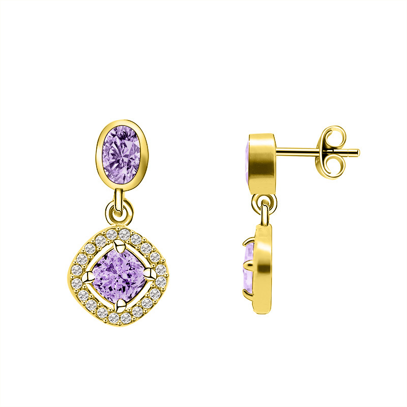 ORECCHINI PENDENTI CON ZIRCONI OVALI E QUADRATI - YC2476B961 ORECCHINI PENDENTI CON ZIRCONI OVALI E QUADRATI - YC2476B961