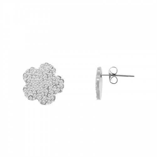 ORECCHINI A BOTTONE FIORE CON STRASS - YC2480B634
