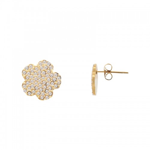 ORECCHINI A BOTTONE FIORE CON STRASS - YC2480B634