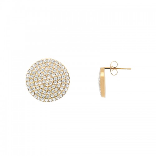 ORECCHINI A BOTTONE TONDO CON STRASS - YC2480B638
