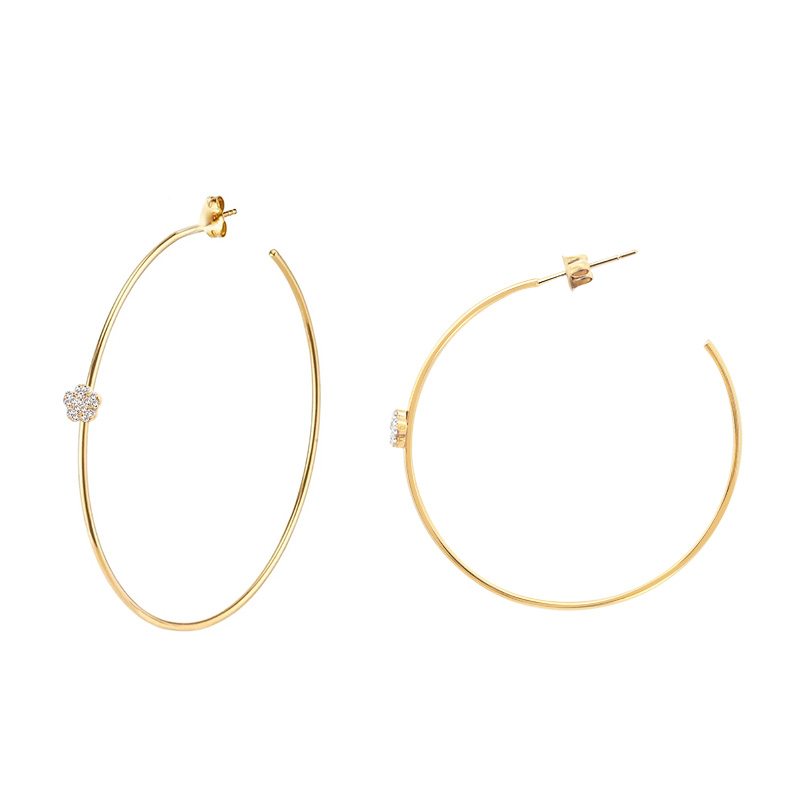 ORECCHINI A CERCHIO GRANDE SOTTILE CON FIORE IN STRASS - YC2480B652 ORECCHINI A CERCHIO GRANDE SOTTILE CON FIORE IN STRASS - YC2480B652