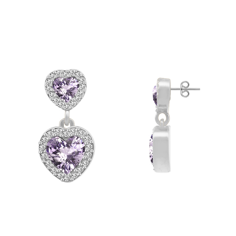 ORECCHINI PENDENTI A DOPPIO CUORE CON ZIRCONI - YC2480B959