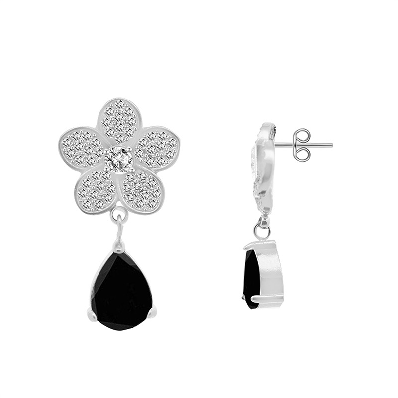 ORECCHINI PENDENTI FIORE CON ZIRCONI - YC2488B963