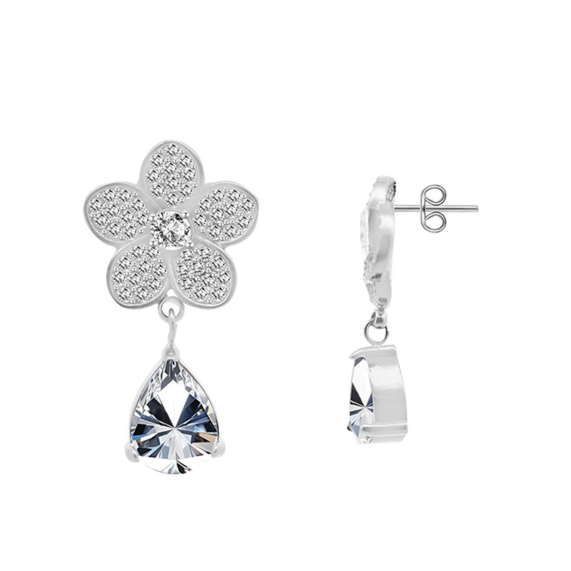 ORECCHINI PENDENTI FIORE CON ZIRCONI - YC2488B963