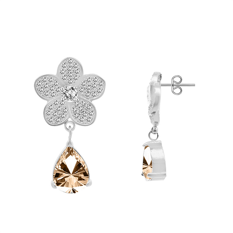 ORECCHINI PENDENTI FIORE CON ZIRCONI - YC2488B963