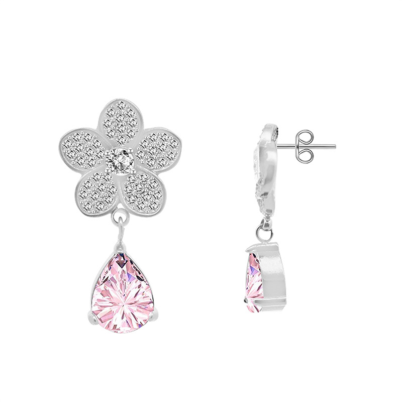 ORECCHINI PENDENTI FIORE CON ZIRCONI - YC2488B963