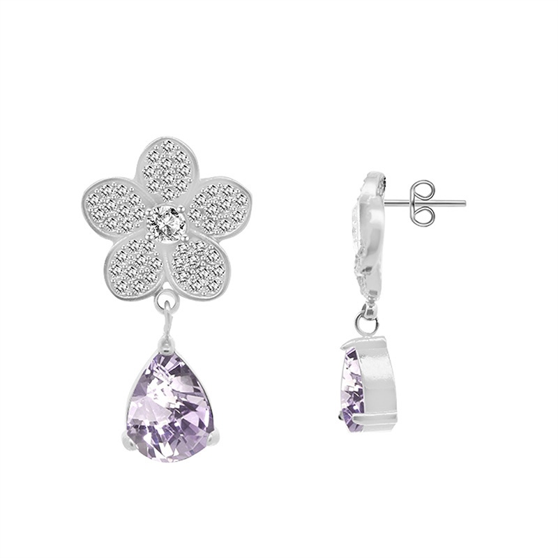 ORECCHINI PENDENTI FIORE CON ZIRCONI - YC2488B963