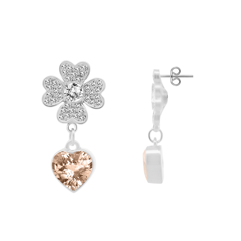 ORECCHINI PENDENTI QUADRIFOGLIO CON ZIRCONI - YC2488B965