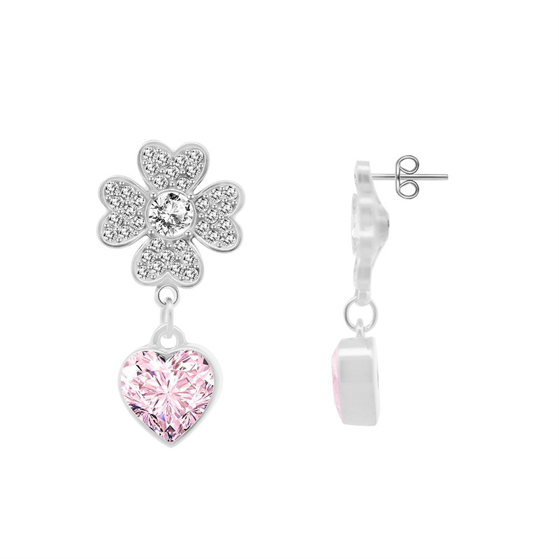 ORECCHINI PENDENTI QUADRIFOGLIO CON ZIRCONI - YC2488B965