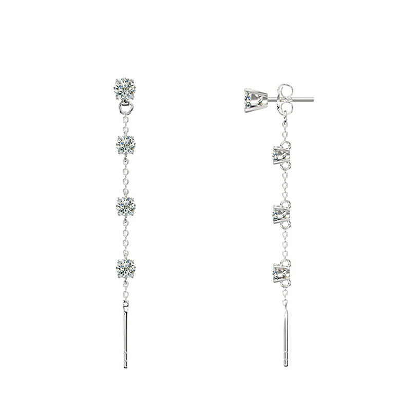 ORECCHINI MULTIFUNZIONALI CON ZIRCONI E CATENA - YC2492B971