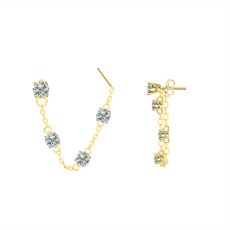 ORECCHINI MULTIFUNZIONALI CON ZIRCONI E CATENA - YC2492B971