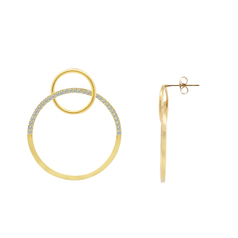 ORECCHINI PENDENTI A DOPPIO CERCHIO CON STRASS - YC2496B665