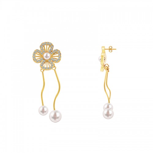 ORECCHINI PENDENTI CON QUADRIFOGLIO E PERLE - YC2496B967 ORECCHINI PENDENTI CON QUADRIFOGLIO E PERLE - YC2496B967