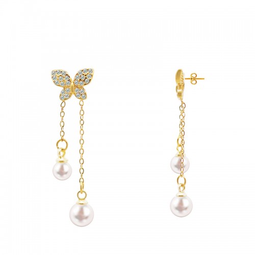 ORECCHINI PENDENTI CON FARFALLA E PERLE - YC2496B968 ORECCHINI PENDENTI CON FARFALLA E PERLE - YC2496B968