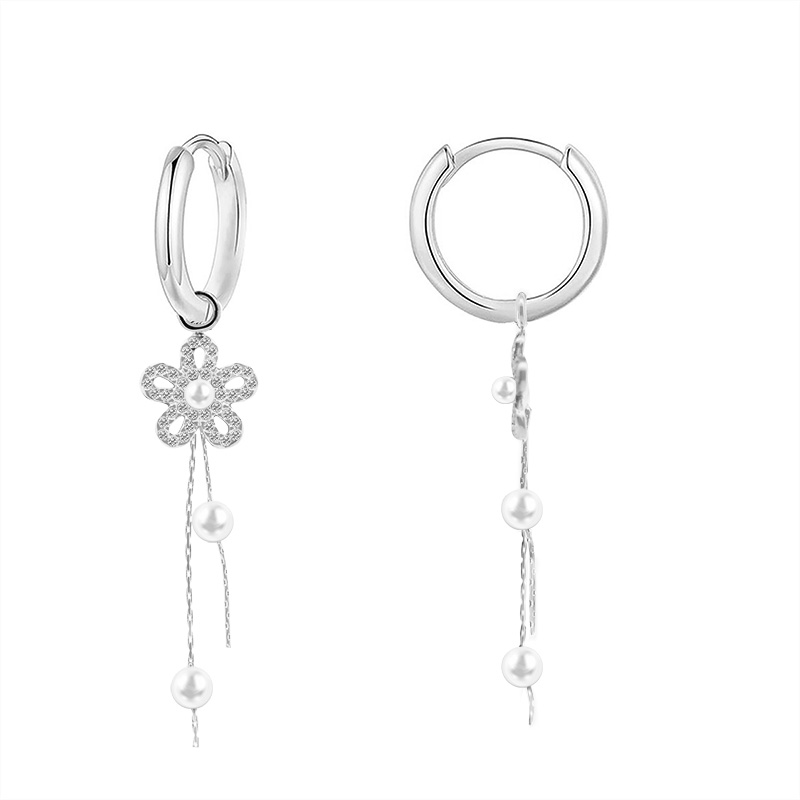 ORECCHINI A CERCHIO CON PENDENTI FIORE E PERLE - YC2496B969 ORECCHINI A CERCHIO CON PENDENTI FIORE E PERLE - YC2496B969