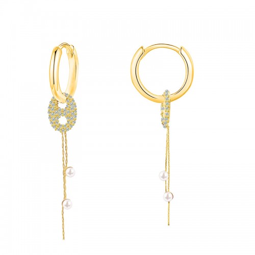 ORECCHINI A CERCHIO CON PENDENTI CHICCO DI CAFFE E PERLE - YC2496B970 ORECCHINI A CERCHIO CON PENDENTI CHICCO DI CAFFE E PERLE - YC2496B970