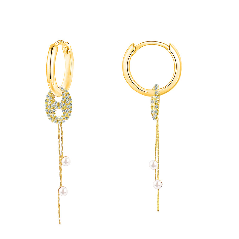 ORECCHINI A CERCHIO CON PENDENTI CHICCO DI CAFFE E PERLE - YC2496B970 ORECCHINI A CERCHIO CON PENDENTI CHICCO DI CAFFE E PERLE - YC2496B970