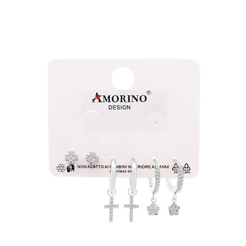SET DI 6 ORECCHINI CON ZIRCONI PAVÉ - YC25112C22