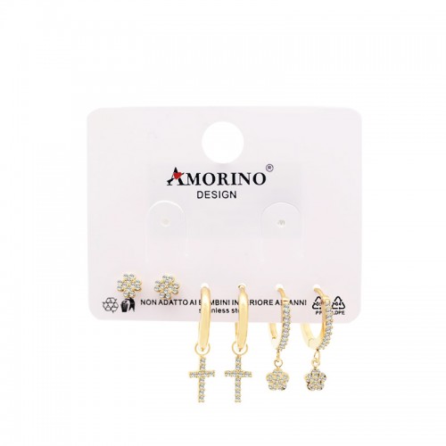 SET DI 6 ORECCHINI CON ZIRCONI PAVÉ - YC25112C22