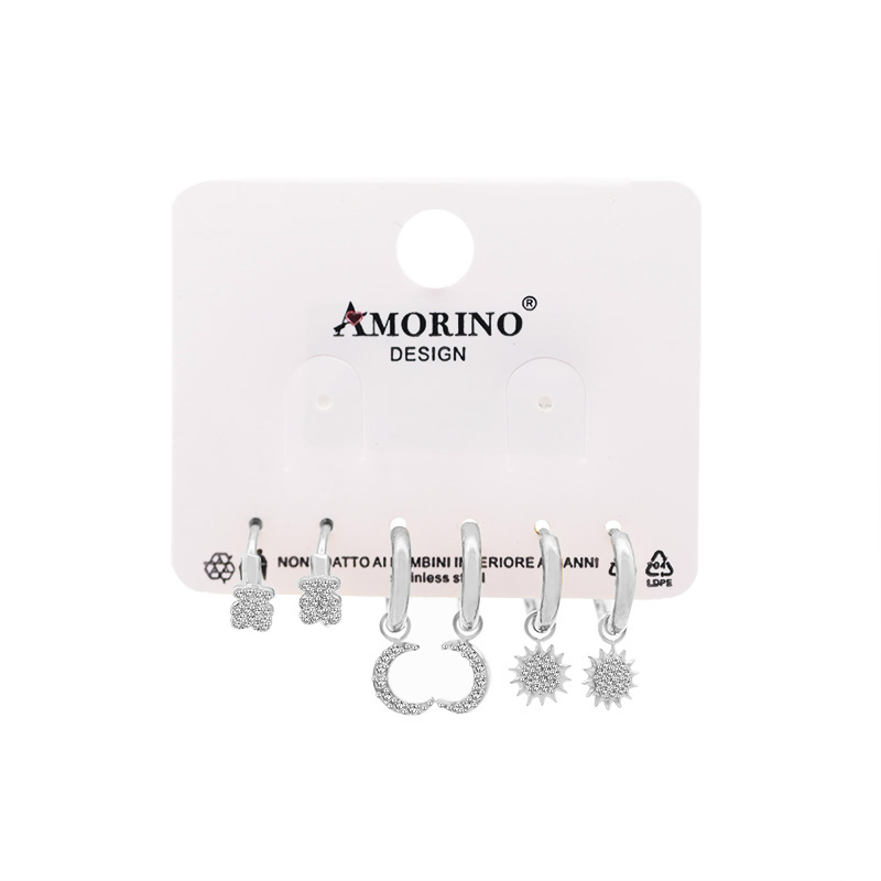 SET DI 6 ORECCHINI A CERCHIO CON ZIRCONI PAVÉ - YC25112C25