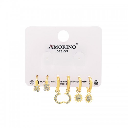 SET DI 6 ORECCHINI A CERCHIO CON ZIRCONI PAVÉ - YC25112C25