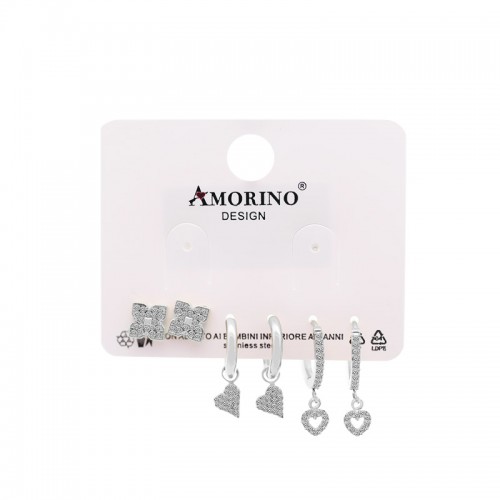 SET DI 6 ORECCHINI CON ZIRCONI PAVÉ - YC25112C27