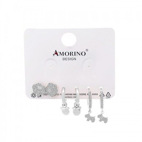 SET DI 6 ORECCHINI ANIMALI CON ZIRCONI - YC25112C37