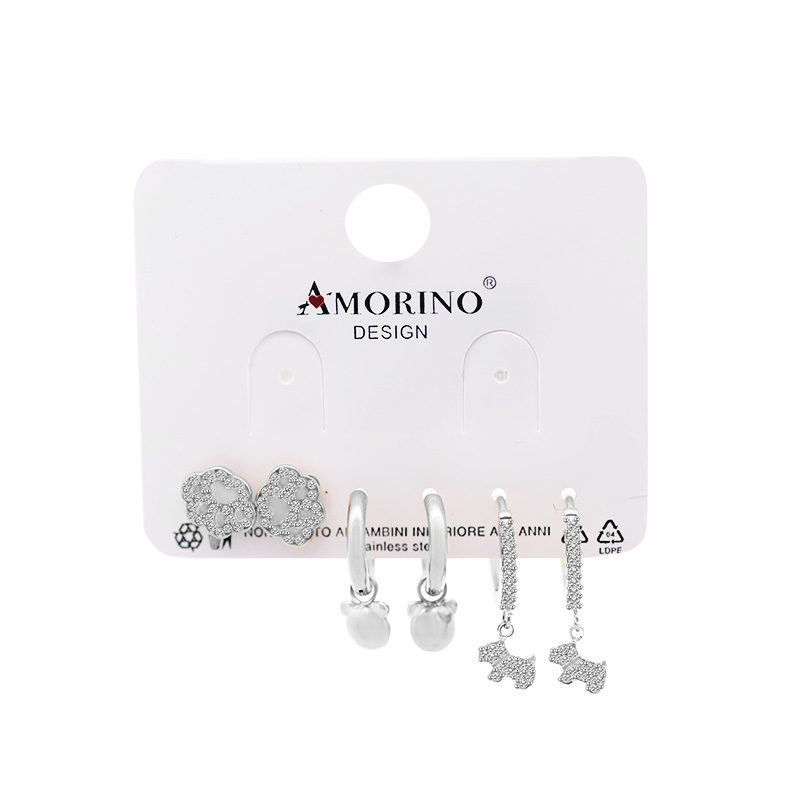 SET DI 6 ORECCHINI ANIMALI CON ZIRCONI - YC25112C37 SET DI 6 ORECCHINI ANIMALI CON ZIRCONI - YC25112C37