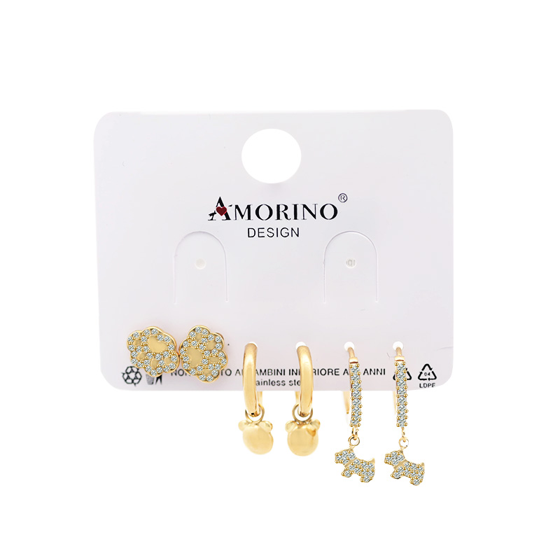 SET DI 6 ORECCHINI ANIMALI CON ZIRCONI - YC25112C37 SET DI 6 ORECCHINI ANIMALI CON ZIRCONI - YC25112C37