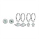 SET DI 6 ORECCHINI EVIL EYE E HAMSA CON ZIRCONI - YC25112C39