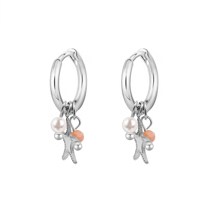 ORECCHINI A CERCHIO CON STELLA MARINA E PERLINE - YC2548B145