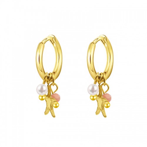 ORECCHINI A CERCHIO CON STELLA MARINA E PERLINE - YC2548B145