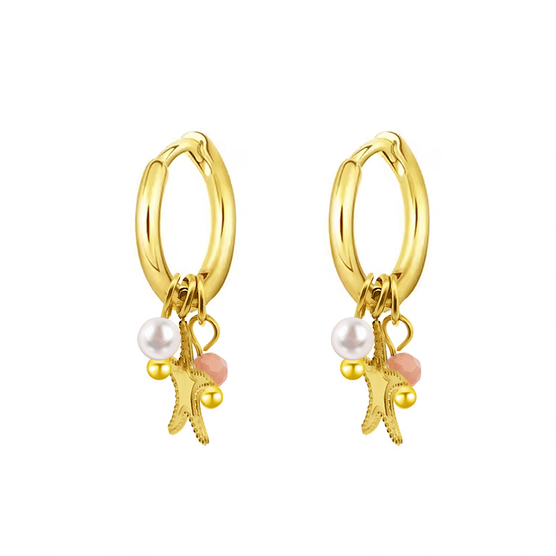 ORECCHINI A CERCHIO CON STELLA MARINA E PERLINE - YC2548B145