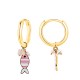 ORECCHINI A CERCHIO CON PESCE ROSA E PERLINE - YC2564B149