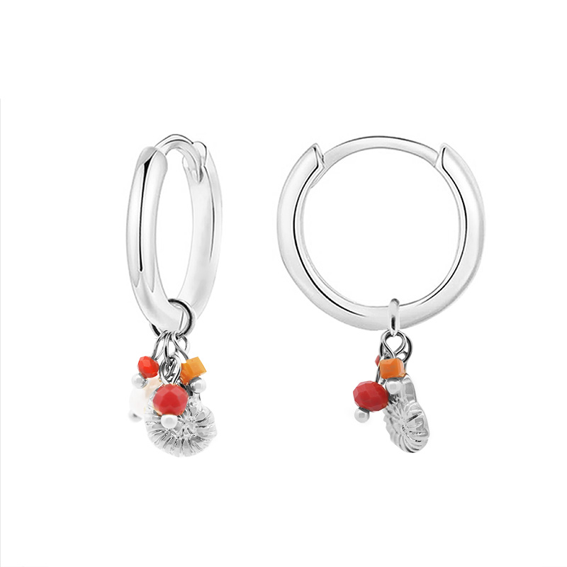 ORECCHINI A CERCHIO CON CONCHIGLIA E PERLINE - YC2564B155