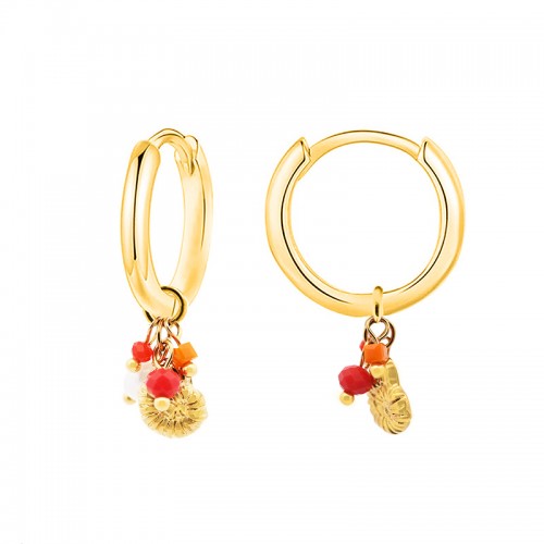 ORECCHINI A CERCHIO CON CONCHIGLIA E PERLINE - YC2564B155