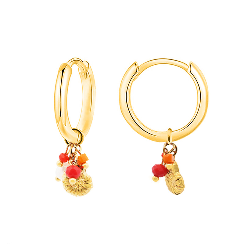 ORECCHINI A CERCHIO CON CONCHIGLIA E PERLINE - YC2564B155