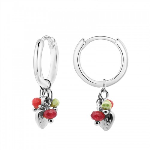 ORECCHINI A CERCHIO CON FRAGOLA E PERLINE - YC2564B158