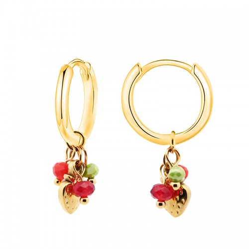 ORECCHINI A CERCHIO CON FRAGOLA E PERLINE - YC2564B158