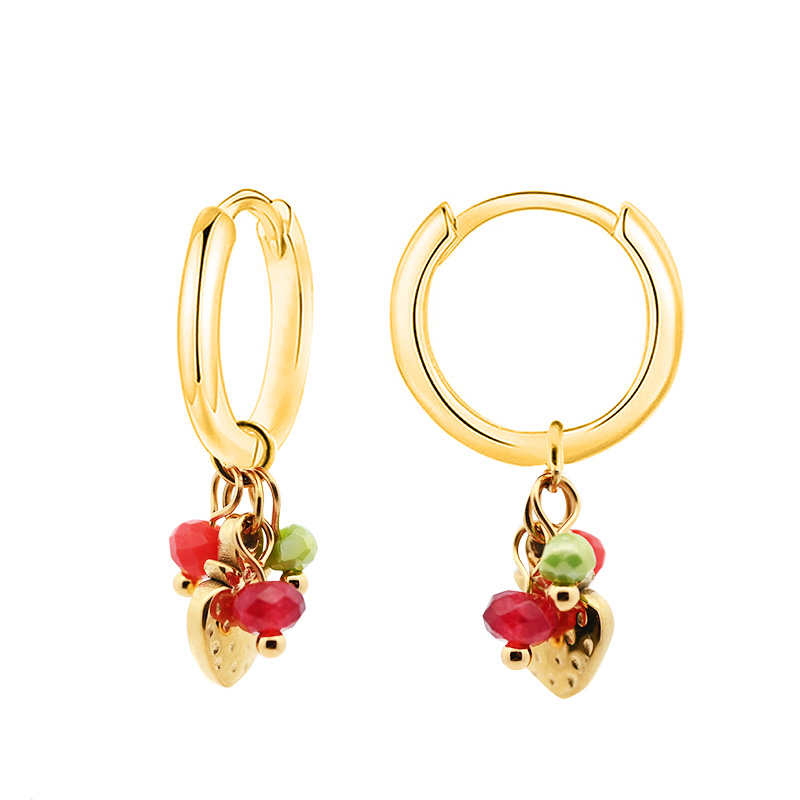 ORECCHINI A CERCHIO CON FRAGOLA E PERLINE - YC2564B158