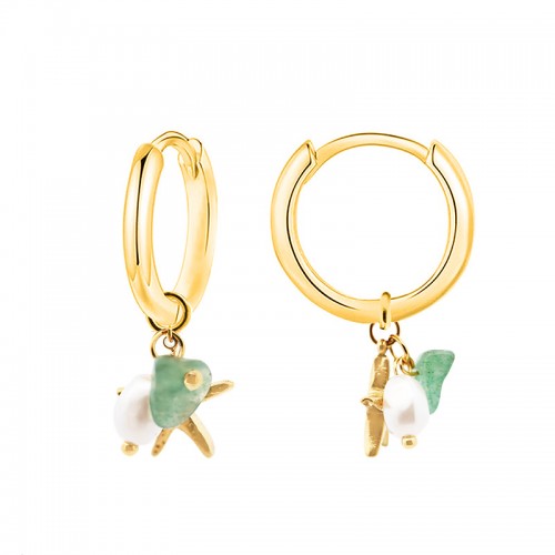 ORECCHINI A CERCHIO CON STELLA MARINA E PERLINE - YC2564B161