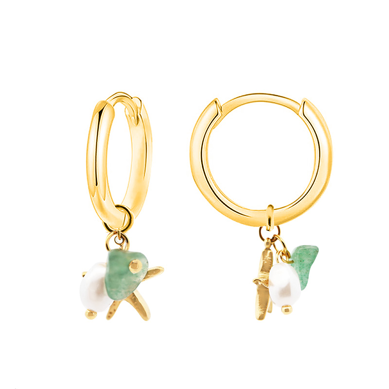 ORECCHINI A CERCHIO CON STELLA MARINA E PERLINE - YC2564B161