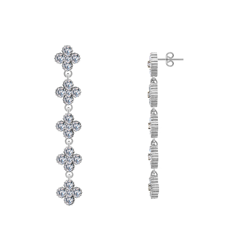 ORECCHINI PENDENTI QUADRIFOGLI CON STRASS COLORATI - YC2584C234