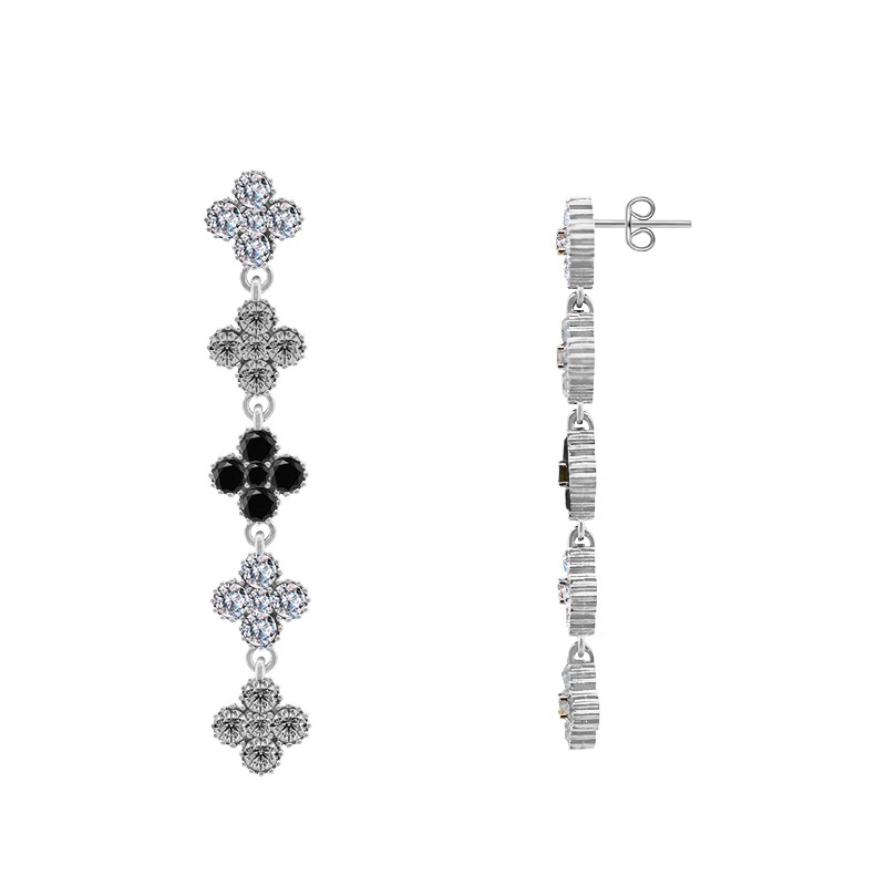 ORECCHINI PENDENTI QUADRIFOGLI CON STRASS COLORATI - YC2584C234