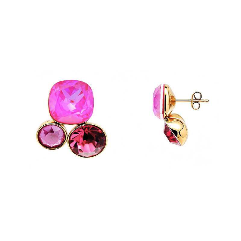 ORECCHINI TRIS CON CRISTALLI GEOMETRICI SFACCETTATI - YC26100C899